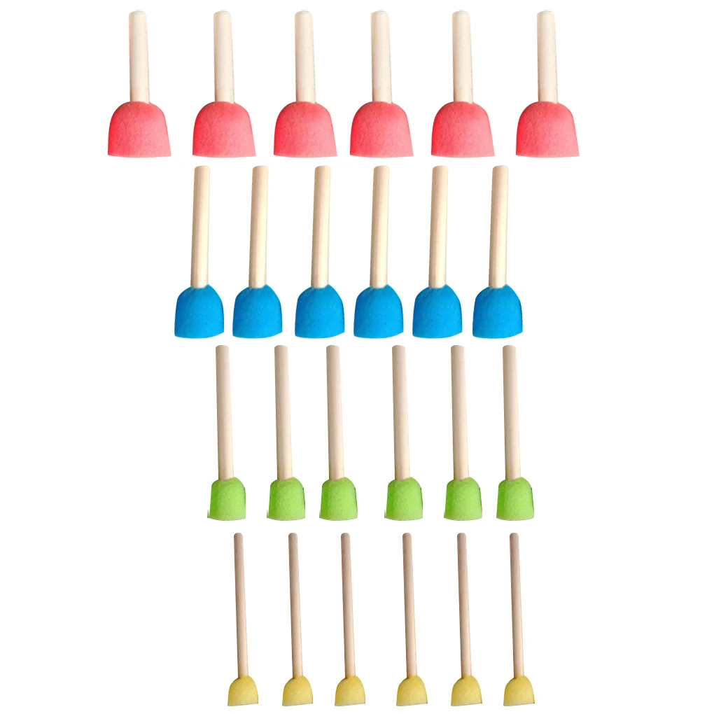 24pcs/set Painting Brushes Sponge Wooden Handle Painting Stamps DIY Art Craft Children Pouncer Stipplers 2021