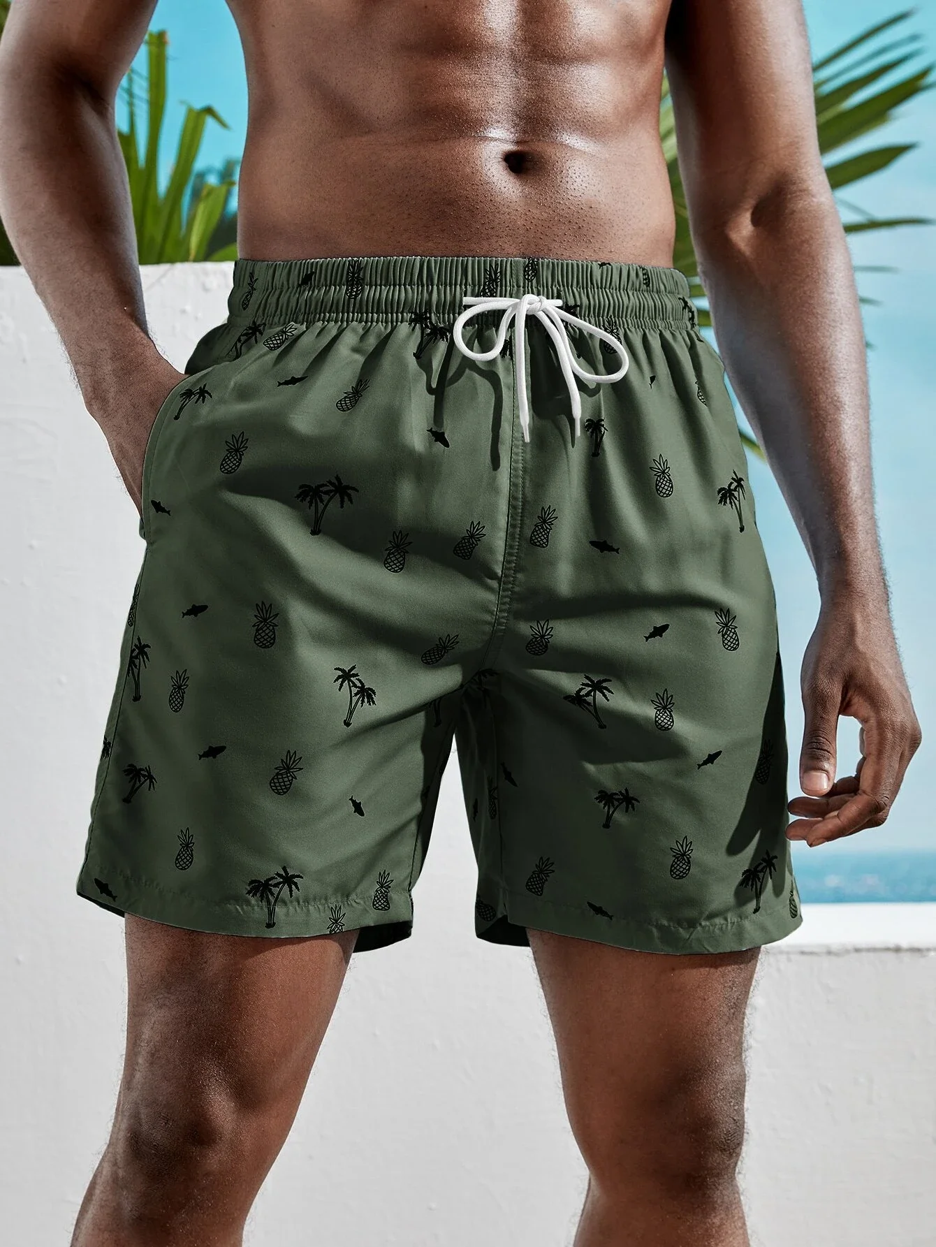 3d Citroen Ananas Print Zomer Vrijetijdsbesteding Strandshort Street Wear Sneldrogende Sport Polyester Surfshorts Met Veters