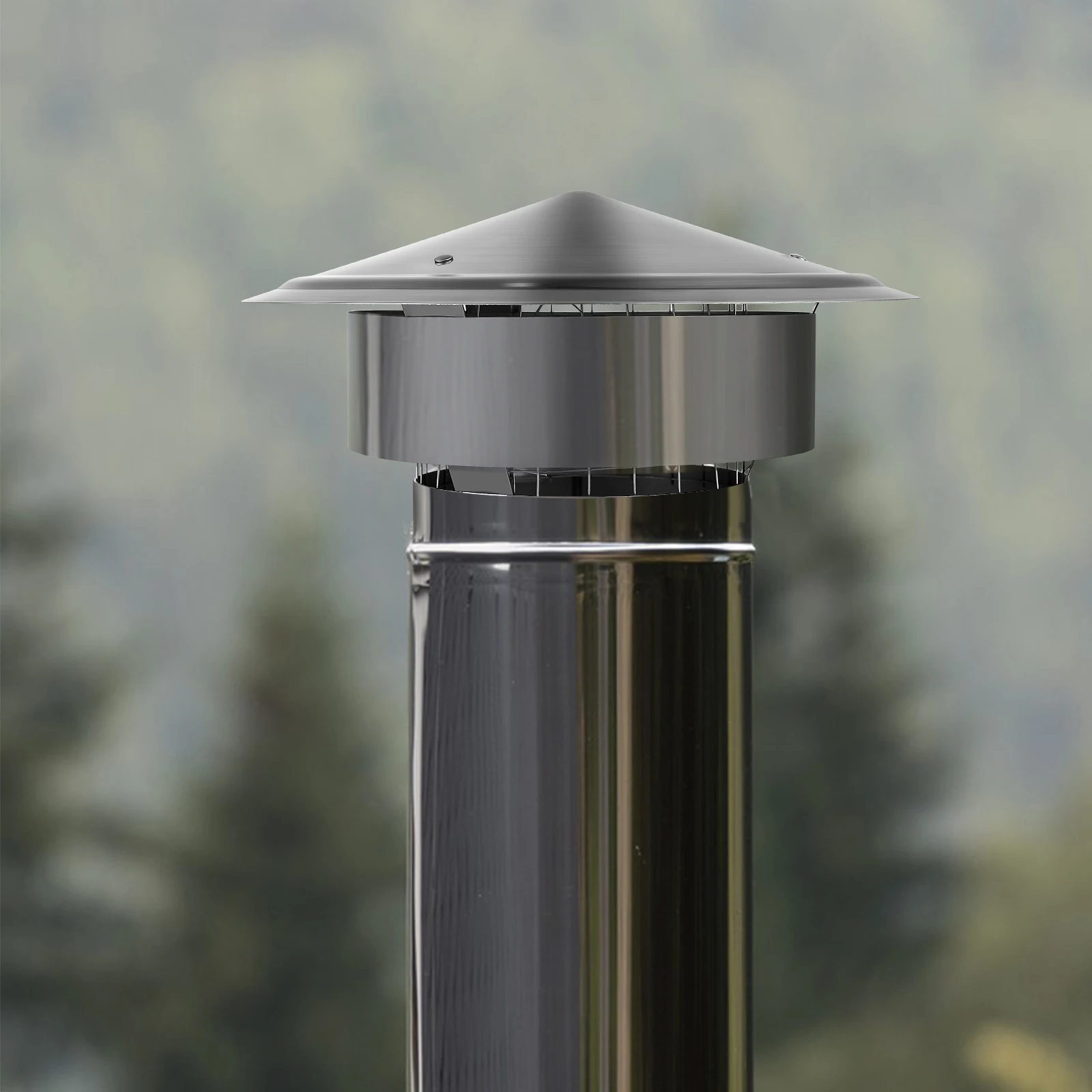 VEVOR Chimney Cap 6 inch 304 Stainless Steel Round Roof Rain Cap 11.81-inch Increased Caps for Insulation Vent Cover Outside