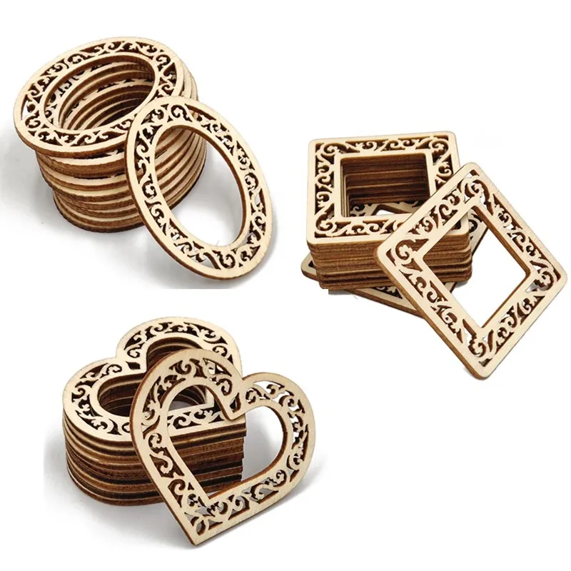 10pcs Mini Wooden Picture Frames Unfinished Wood Photo Frame Charms Cutouts for DIY Crafts Hanging Decoration