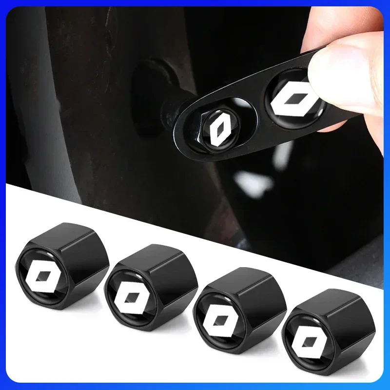 

For Renault Megane 2 3 4 Twingo Clio Talisman Captur Trafic Kwid New Car Wheel Tire Valve Stems Cap With Keychain Keyring Badge