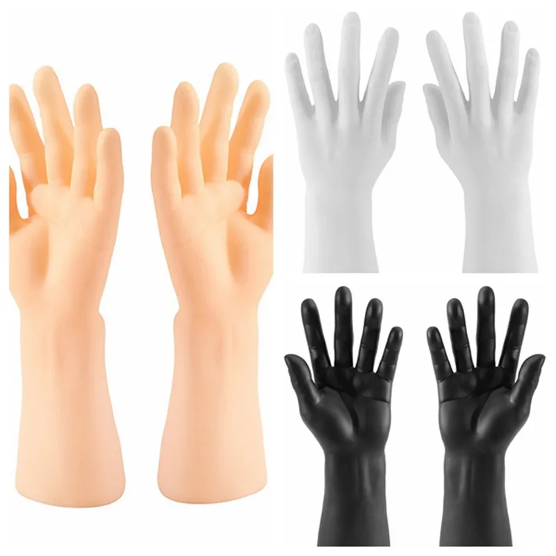 Ein Paar simulierte PVC männliche Hand Schaufenster puppe stehend harte Männer Hand Modell Handschuhe Ring Display Requisiten