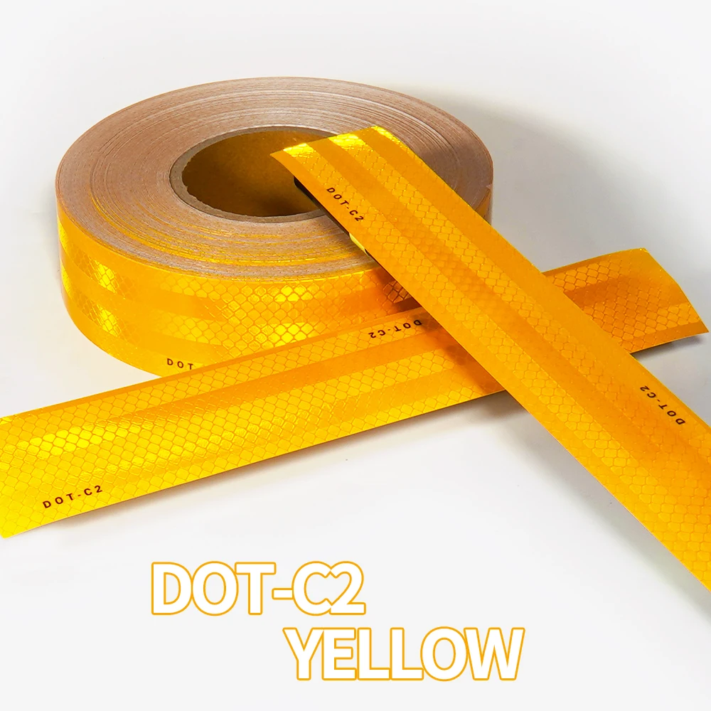 

Truck Reflective Safety Tape DOT-C2 Golden Conspicuity Safety Warning Reflectors Film Waterproof Adhesive Sticker For Vehicle