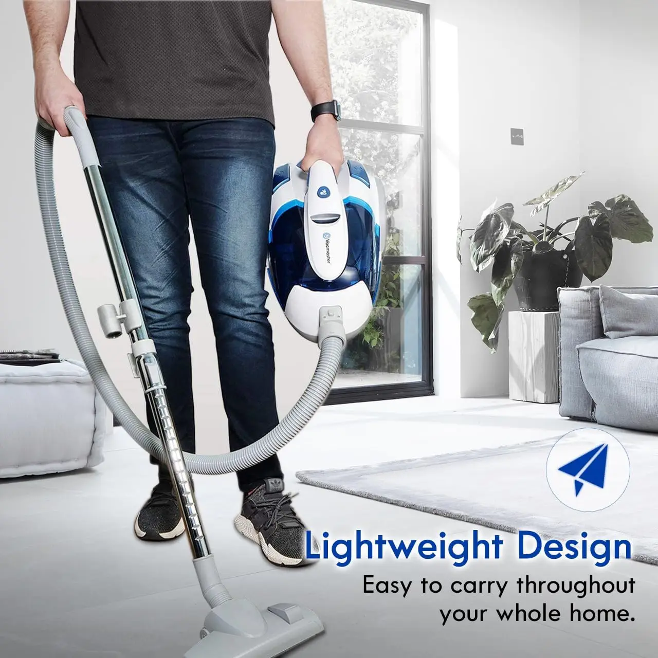 Aspirador de vasilha portátil com filtro HEPA, rebobinamento de cabo de 16 pés, copo de poeira de 2,5L para pisos duros e pêlos de animais de estimação