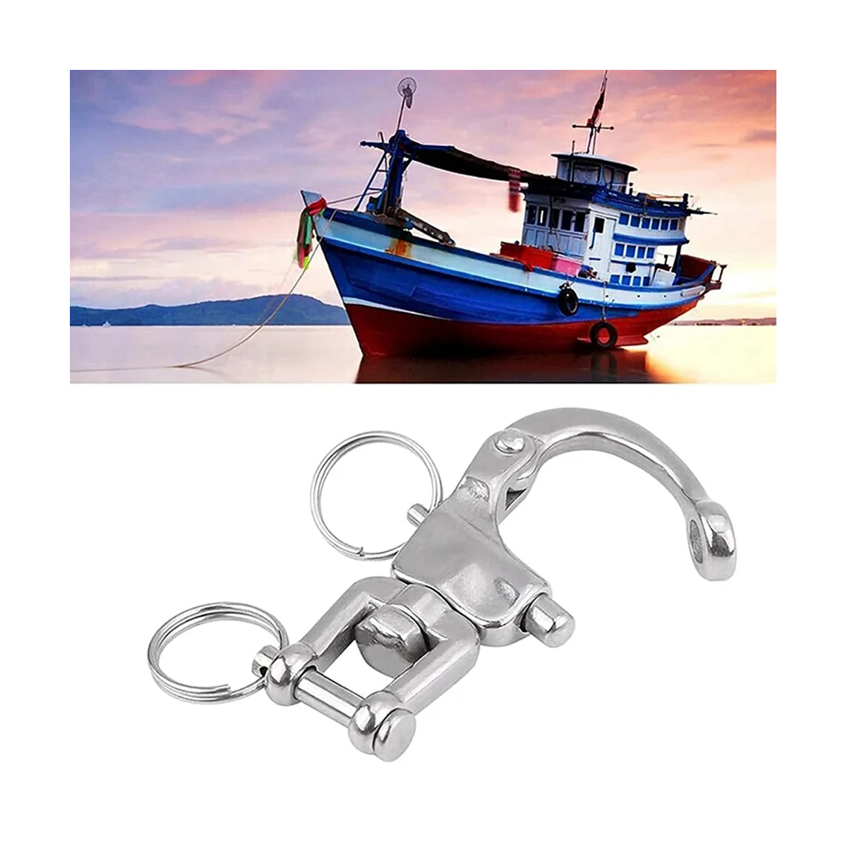 316 Stainless Steel Swivel Shackle Fork Fixed Spring Universal Swivel Dismounting Buckle for Marine Quick