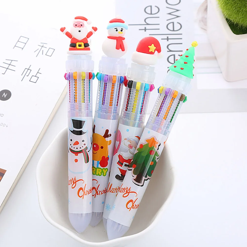 

Multicolored Pens Colorful Refill Xmas Ballpoint Pen Merry Christmas Gifts Stationery Writing Tool Office School Supply