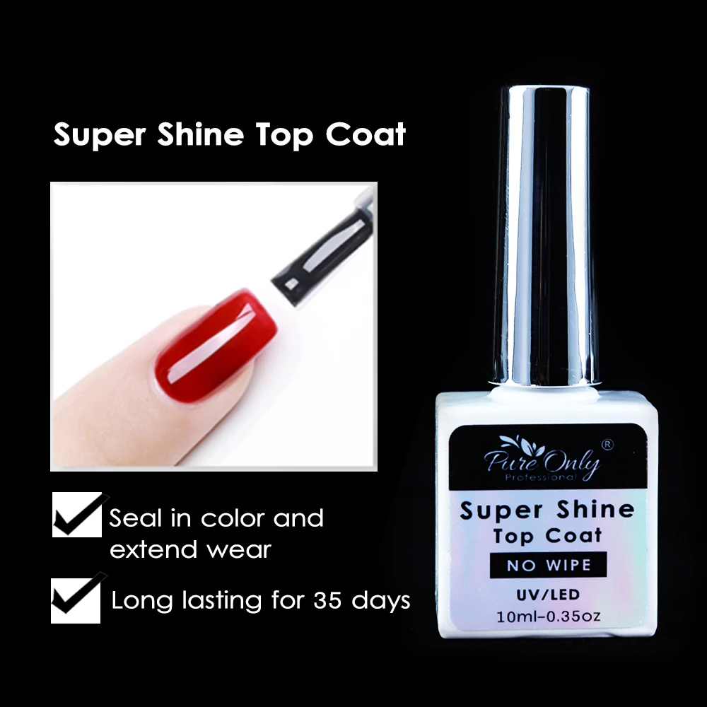 

Quick Drying Base And Top Coat 10ml 2pcs Clear UV Soak Off Nail Gel Polish Super Shine Top Coat No Wipe High Gloss Custom Label