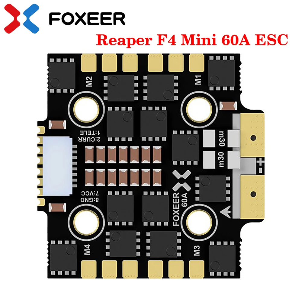 

FOXEER Reaper F4 Mini 60A 4in1 ESC 128K BLHeli32 Входной DShot 150/ 300/ 600/ 1200/ MultiShot/ OneShot 3-8S Lipo для RC FPV Drone