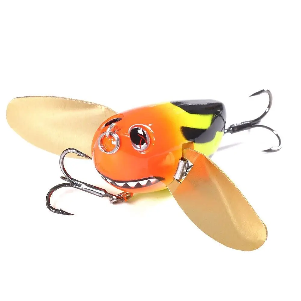 Lifelike Bee Crankbait Lure Bumblebee Artificial Bee-Shaped Fishing Bait with Two Metal Spoon Simulation Fishing Lure Trout