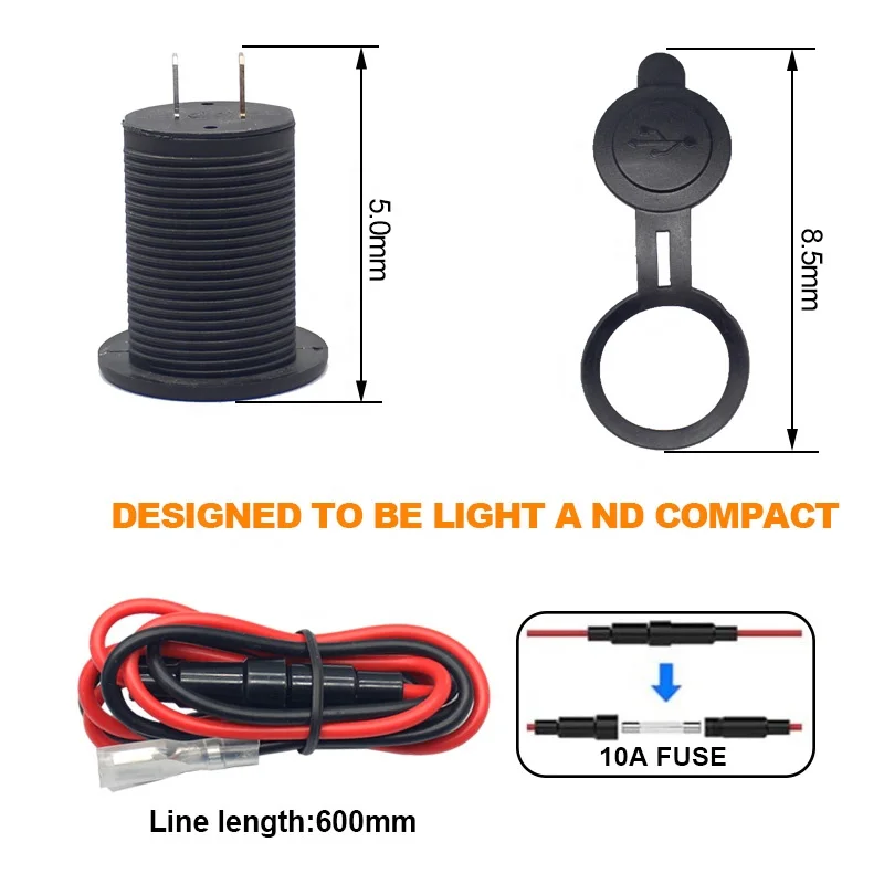 12V 24V Auto Adapter Motorfiets 5V 2.1a Dual Usb Autolader Socket
