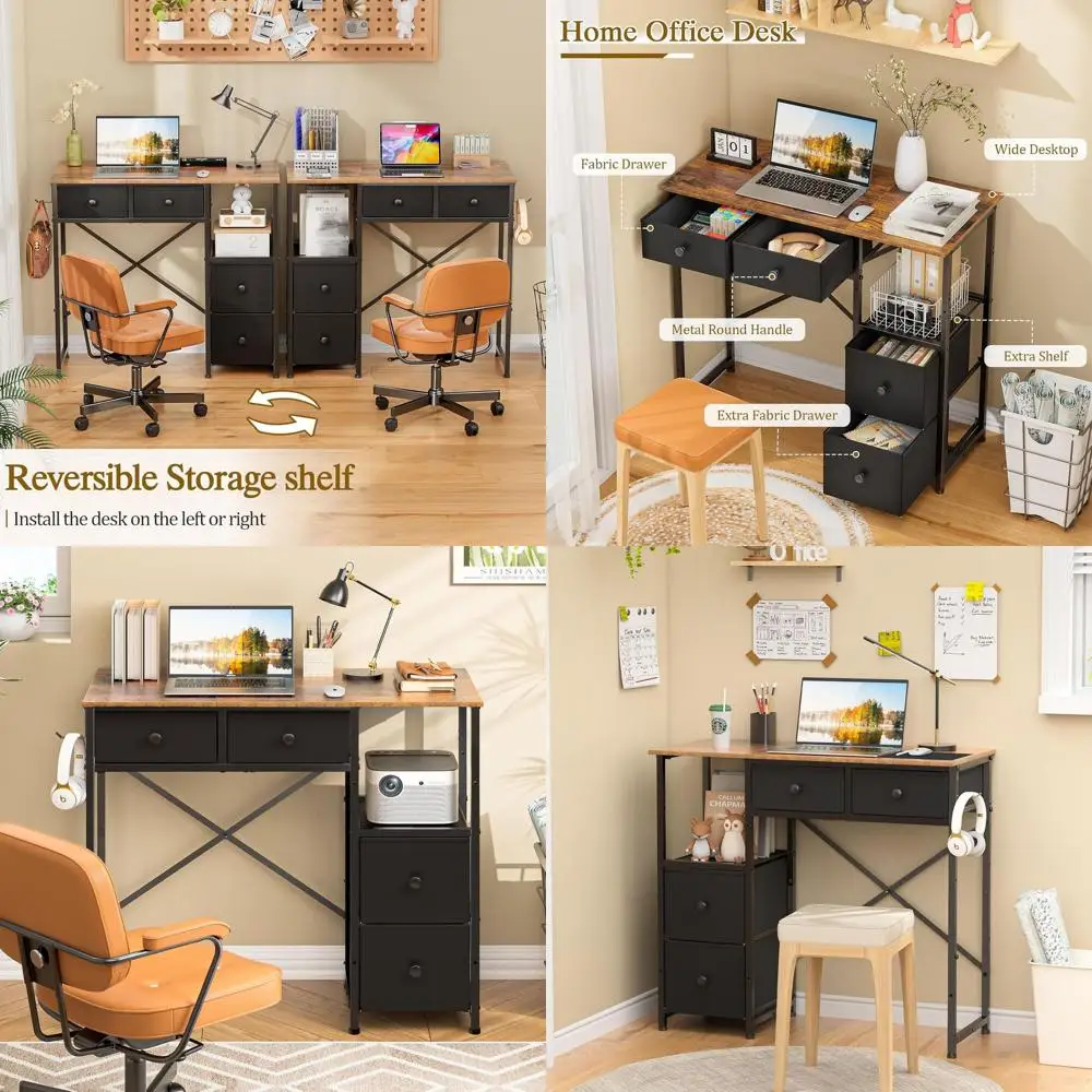 

Small Computer Desk with 4 abric Ders, Simple Writing Desk or Home Oice, Compact Study Desks or Small Spaces, Kids Desk Study or