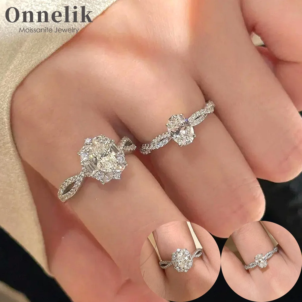 

Onnelik D VVS1 1-2CT Moissanite Rose Manor Rings for Women S925 Stering Silver Engagement Wedding Party Sparkling Fine Jewelry