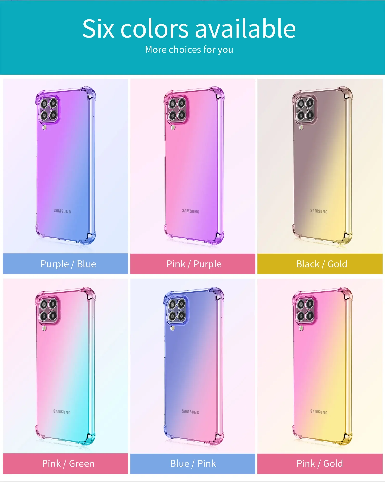 for Samsung M33 M32 4G/5G M31S M31 Prime M30S M30 F41 Clear Case Cute Gradient Slim Anti Scratch Flexible TPU Shockproof Cover