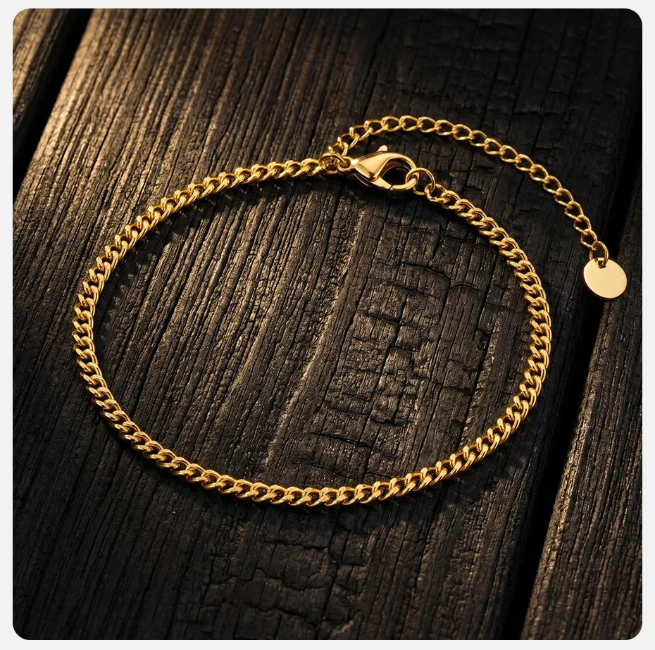 Vnox Edelstahl-Knöchelkette für Männer und Frauen, Gold- und Silberfarbenes Chunky Fußkettchen für Streetwear, 21-26cm Verstellbar – Detail 5