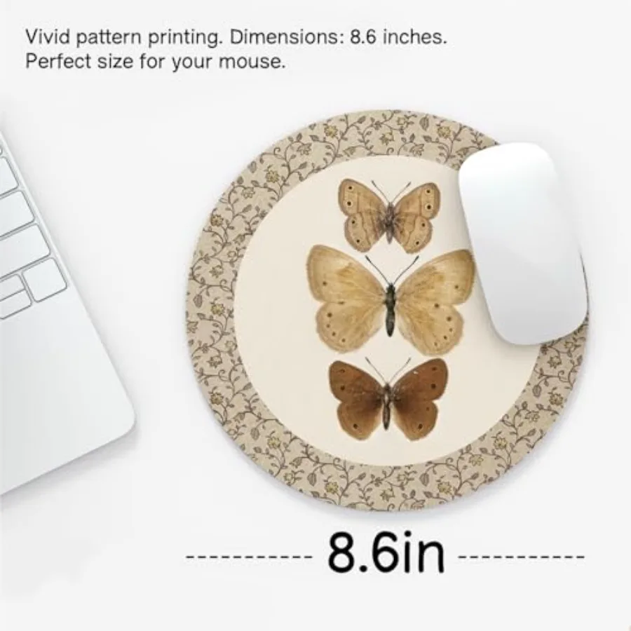 Vintage Butterfly Mouse Pad, Mouse Pads for Desk, Neutral Retro Butterfly Moth Mousepad for Dorm Computer Laptop Gaming, Desk A