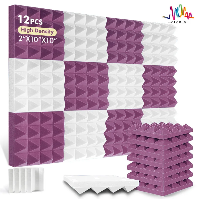 

12Pack Sound-Absorbing Sponge Board Studio Acoustic Sound Insulation Material Self-Adhesive Soundproof Wall Panels Home Decorati