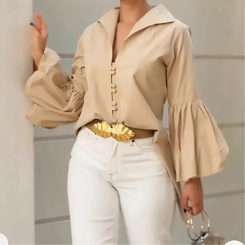 

Женская атласная блузка с завязками на шее, длинный рукав, элегантный свободный крой, офисный повседневный стиль, шелковистая, однотонная.