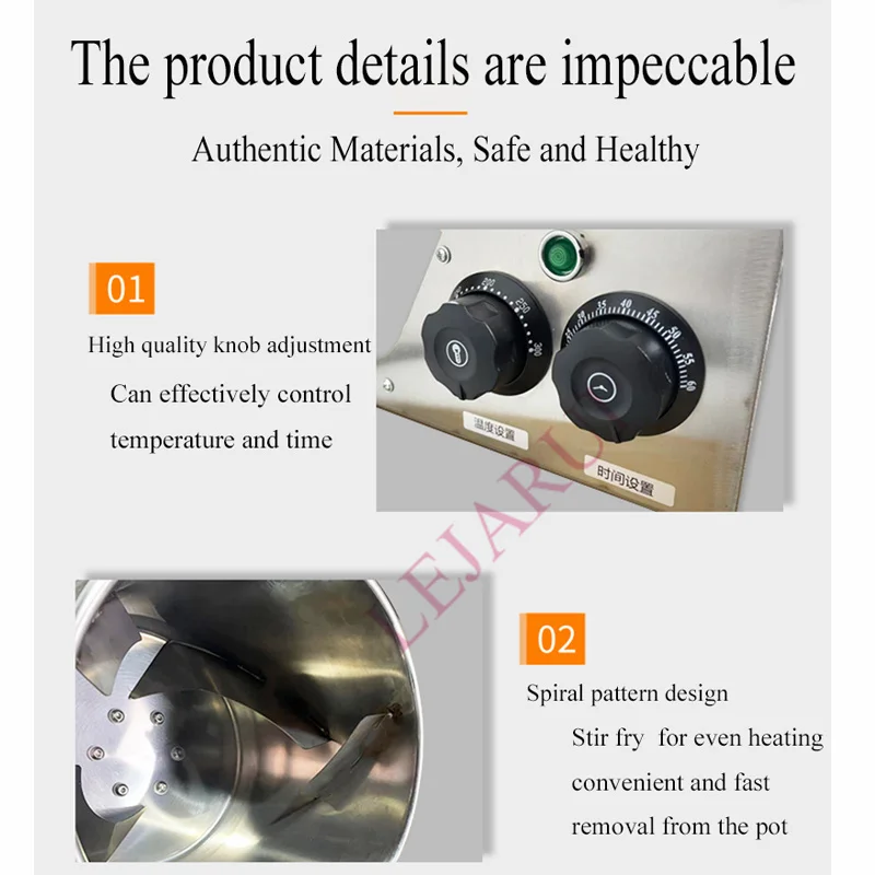 Small Roasting Machine Chestnut Peanut Melon Seed Coffee Bean Walnut Nut Roaster Stainless Steel Baking Roller Machine