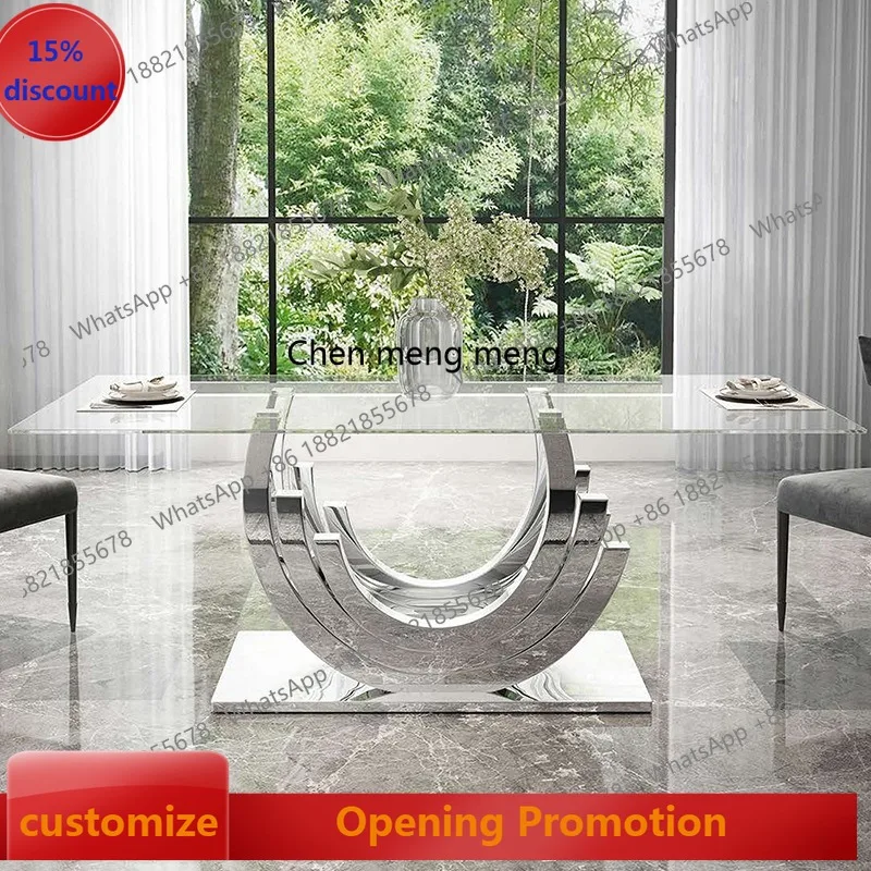 

light luxury simple modern dining table and chair combination leather leisure chair western restaurant meeting metal leg chair