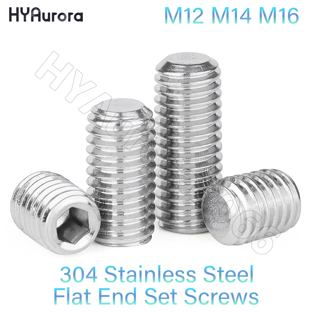 M12 M14 M16 DIN912 304 Stainless Steel Hexagon Socket Set Screws With Flat Point Without Head Suitable For Door Handles