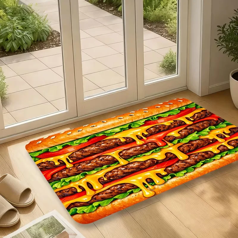 Giant Beef Sub Sandwich Print Door Mat Non-Slip Kitchen Home Entryway Floor Rug