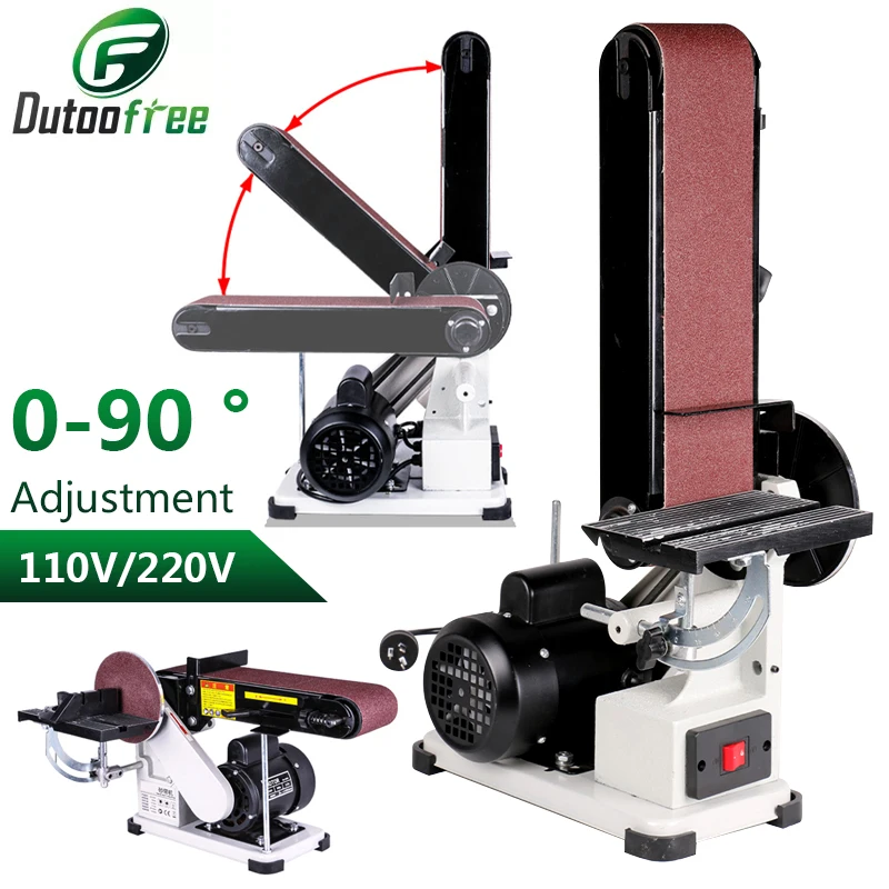 

110V/220V Polishing Belt Disc Sander Disc Bench Sanding 0-90°Adjustable Table Belt Sander machine Combination for Wood Working