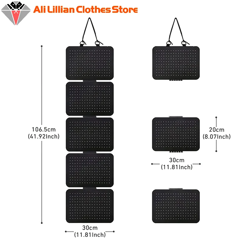 1 قطعة منظم مجوهرات ورأى قابل للطي ، عرض قلادة القرط 5 طبقات معلقة على الحائط ، حقيبة تخزين للقلائد والأساور #6