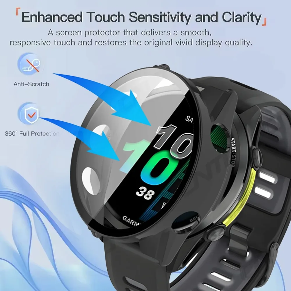PC-Gehäuse für Garmin Forerunner 970/570/965/265/165 HD Gehärtetes Glas Garmin Venu 3/4 45mm 41mm/Active 6/5 Ersatzgehäuse