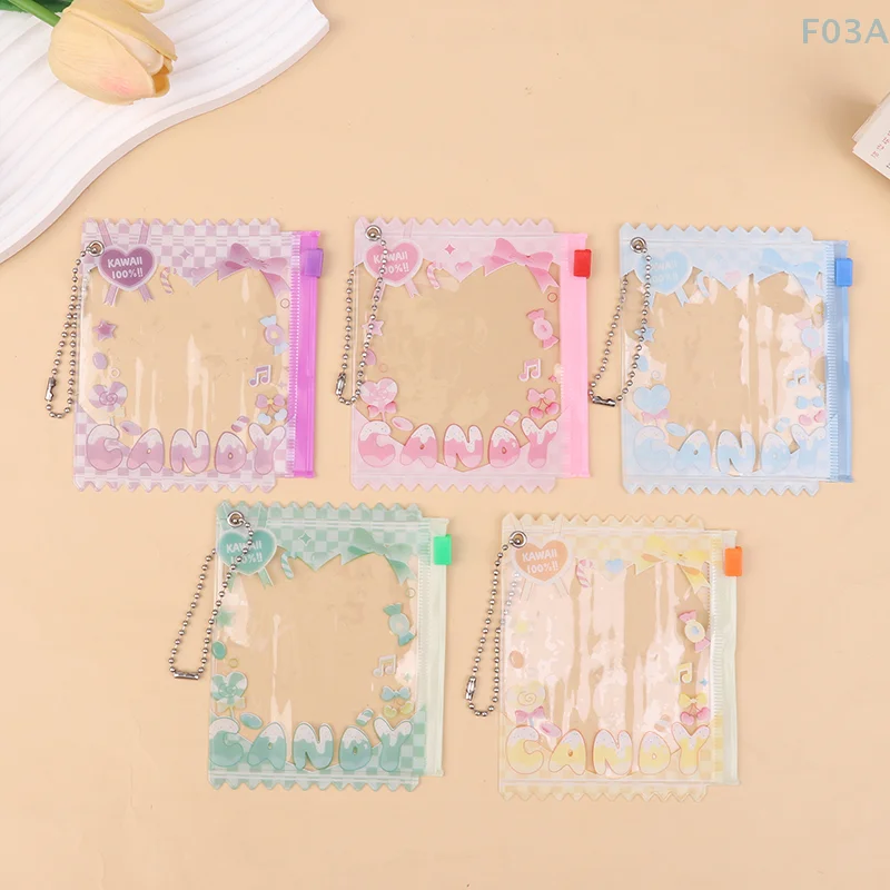 1Pc Cute Cartoon Transparent Bag 58MM-75MM Props Badge Storage Display Bag Protective Shell Card Bag Cover Candy Bag