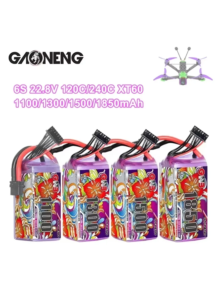 1/2Set GNB 4S 6S 1100/1300/1500/1850mAh 15.2V 22.8V 120C Met XT60 voor FPV Drone Helikopter Vliegtuig Oplaadbare Lipo Batterij - afbeelding 2