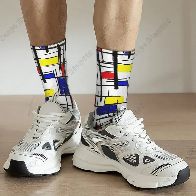 Nuevos hombres masculinos Casual Mondrian minimalista el estilo arte moderno calcetín gráfico calcetines de mujer Primavera Verano Otoño Invierno