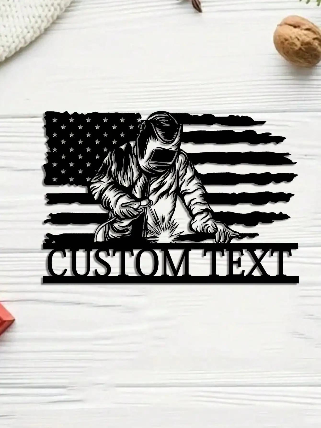 

Custom Metal American Flag Plaque Welding Silhouette Personalized Wall Art Workshop Decor Gift