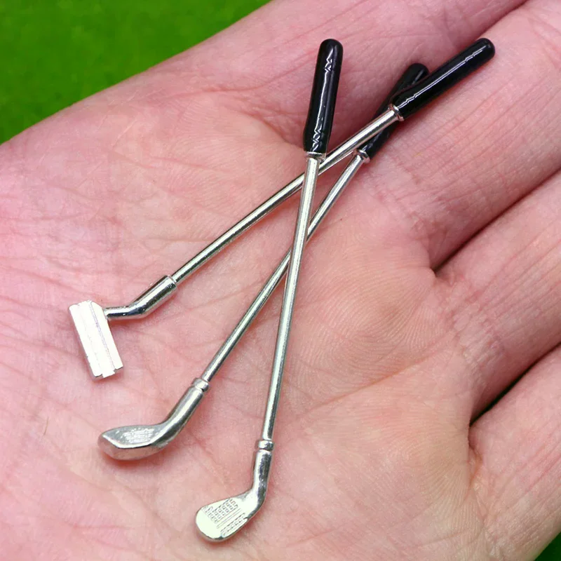 Conjunto de Móveis em Miniatura para Casa de Bonecas 1:12, Conjunto de Clubes de Golfe de Metal, Brinquedos de Faz de Conta, Acessórios de Decoração para Casa de Bonecas