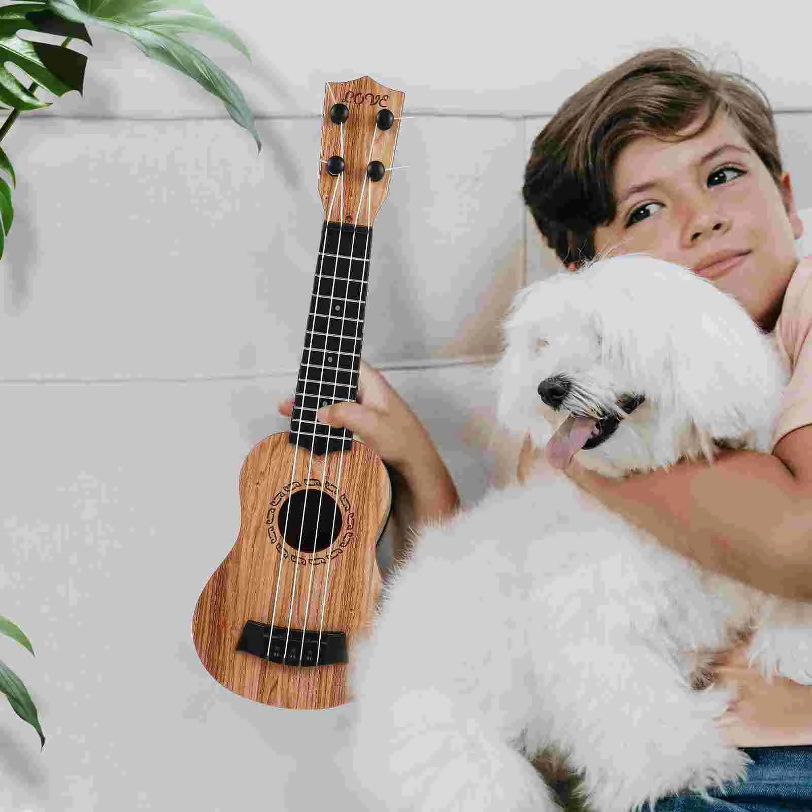 Classic Ukulele Toy Musical Instruments Toddler Guitar Girl Beige Wood Children’s Toys