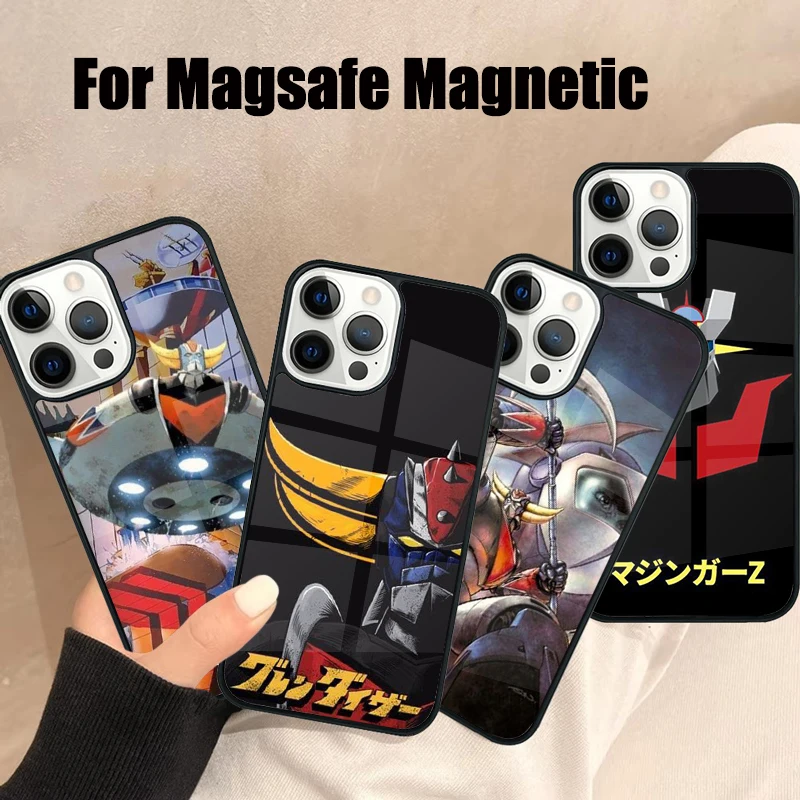 UFO Robot Goldorak Magsafe Phone Case For iPhone 16 15 14 13 12 11 Pro Max Plus Mirror Wireless Magnetic Cover