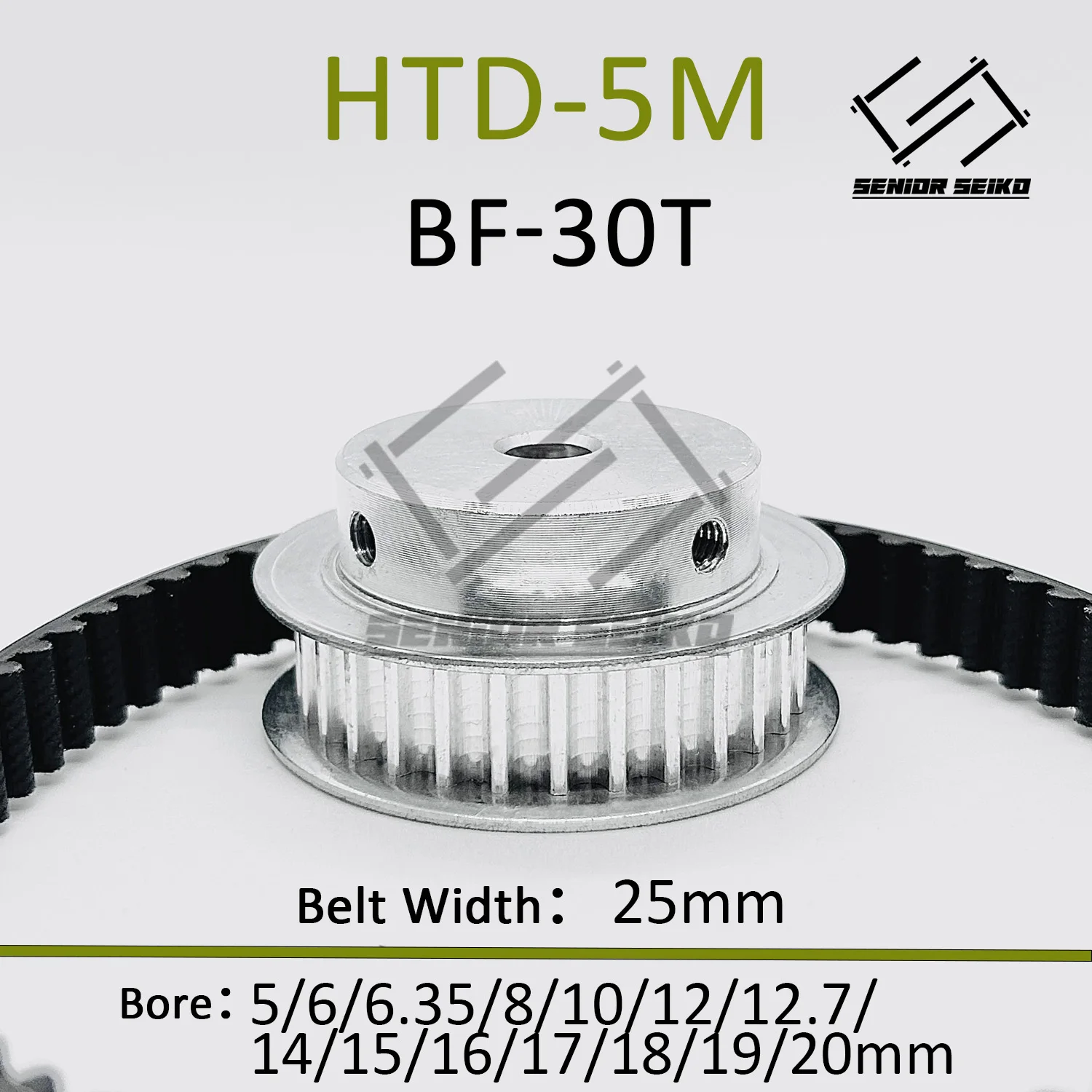 HTD5M 60Teeth 30T Timing Pulley Belt Set Belt Width 25mm Bore 5~30mm Reduction 2:1 Deceleration 5M Pulley Kit Synchronous Wheel