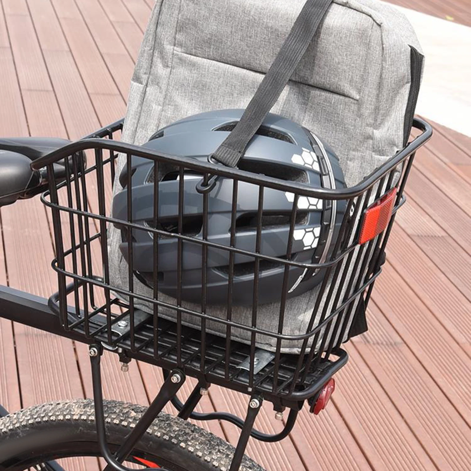 Rear Bicycle Storage Basket Metal without Cover Accessories Mountain Bicycle Cargo Basket for Universal Riding Luggage Outdoor