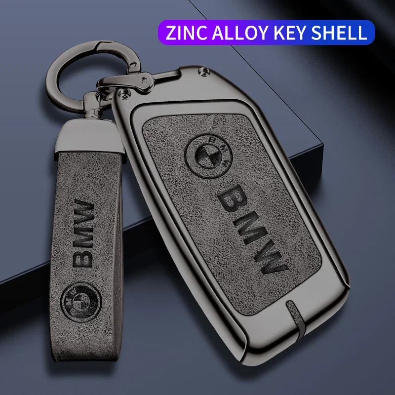 Zinc Alloy Leather Car Remote Key Cover Case Protector Shell Fob For 2023 BMW Energy Ix XM I7 X7 7 Series Keychain Accessories