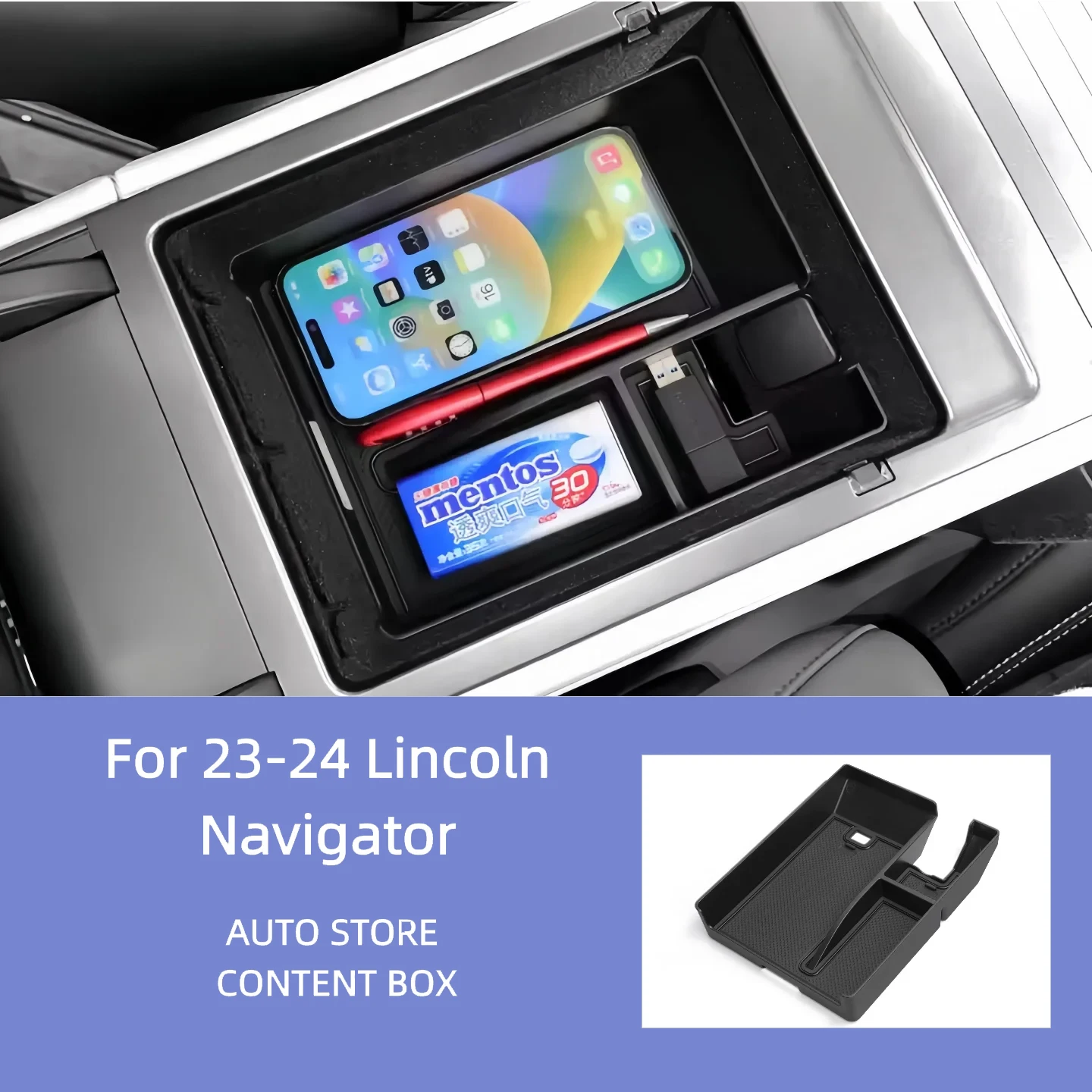 For the 23-24 Lincoln Navigator Center Console Storage Box, Dashboard Storage Box, Car Central Storage Box