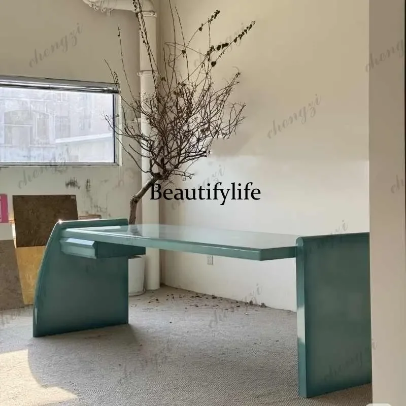 C178 Nordic solid wood minimalist desk home dining table living room long desk paint design designer workbench