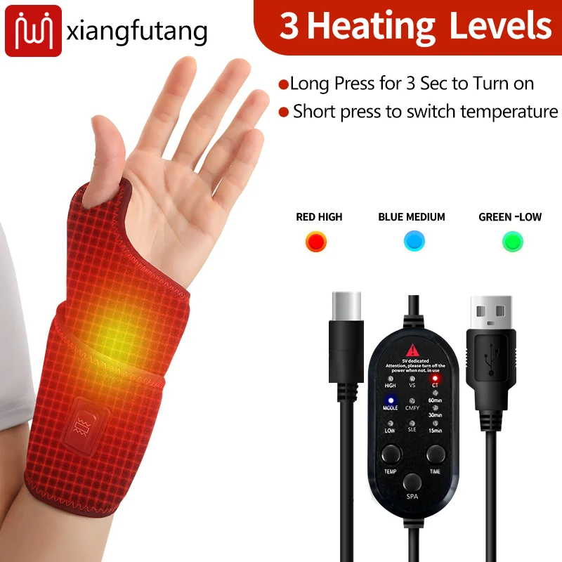 Electric Heating Wrist Guard 3 Levels Hot Compress Massage Wrist Brace Ankle Wrap Hand Foot Protector Rechargeable Wristband