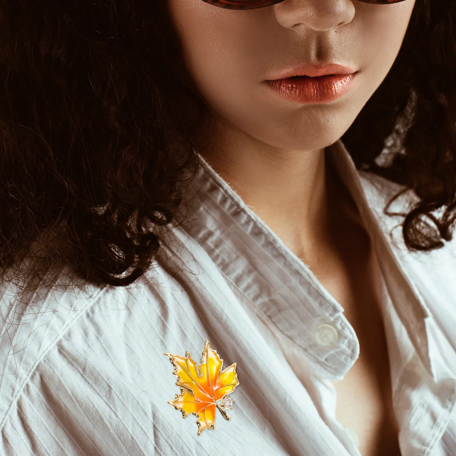 Maple Leaf Brooch Pin for Women – Enamel Fall Leaf Copper Safety Pin Jewelry Gift