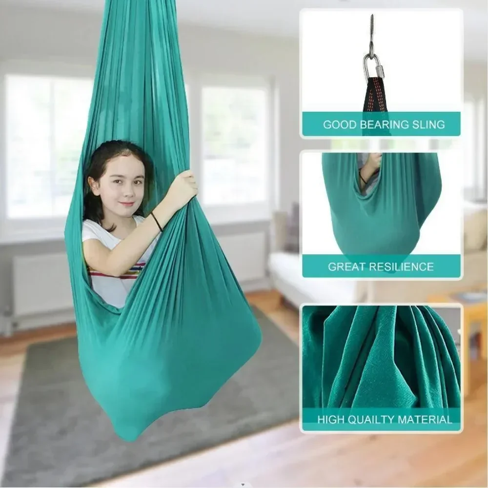 Adult Kids Swing Toy Therapy Elastic Hammock Hanging Chair Hammock Indoor Yoga Suspension Beds Hanging Autism Sensory Kids Swing