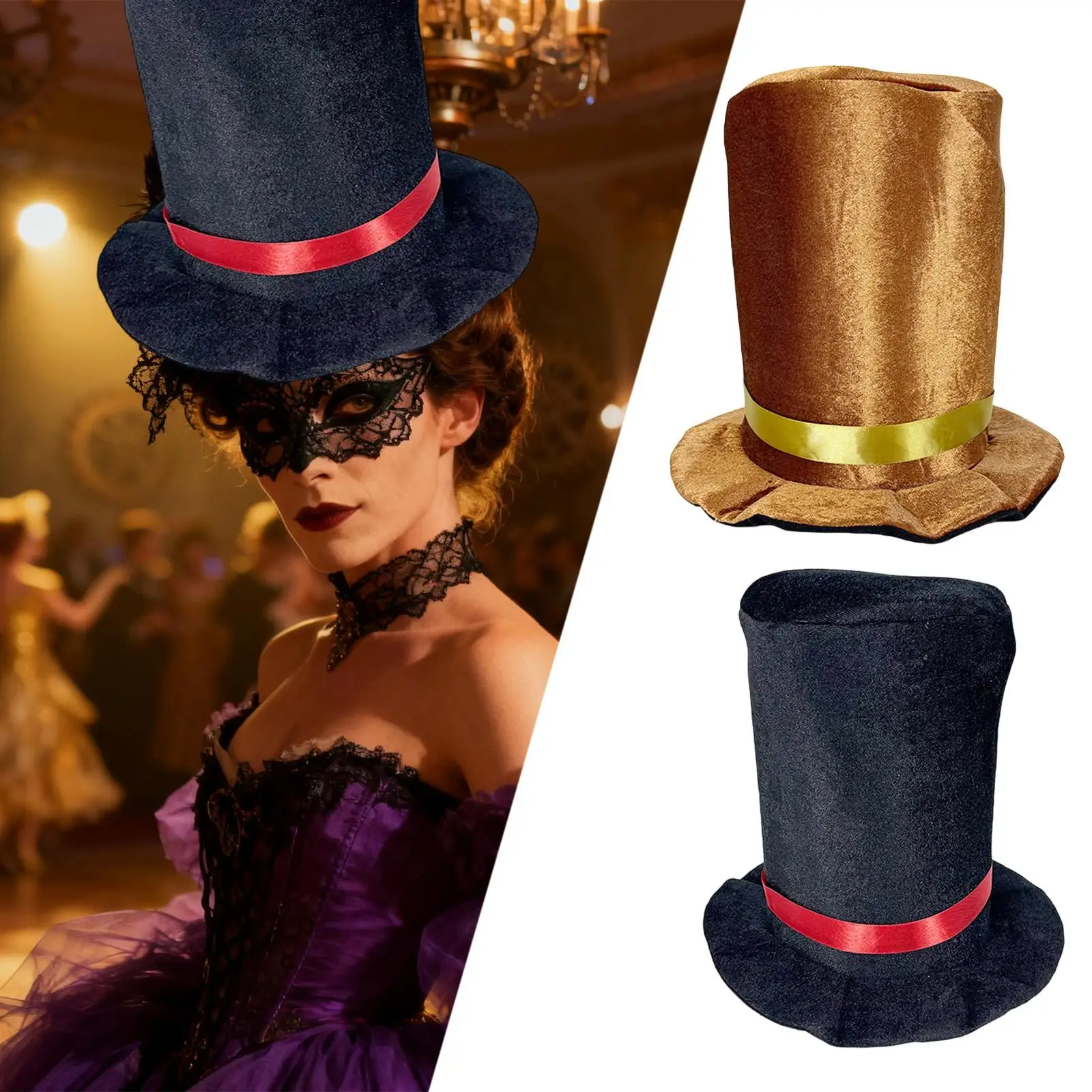 Dense Velvet Top Hat for Halloween Party Magic Show Butler Costume Adult Funny Hat Birthday Gift
