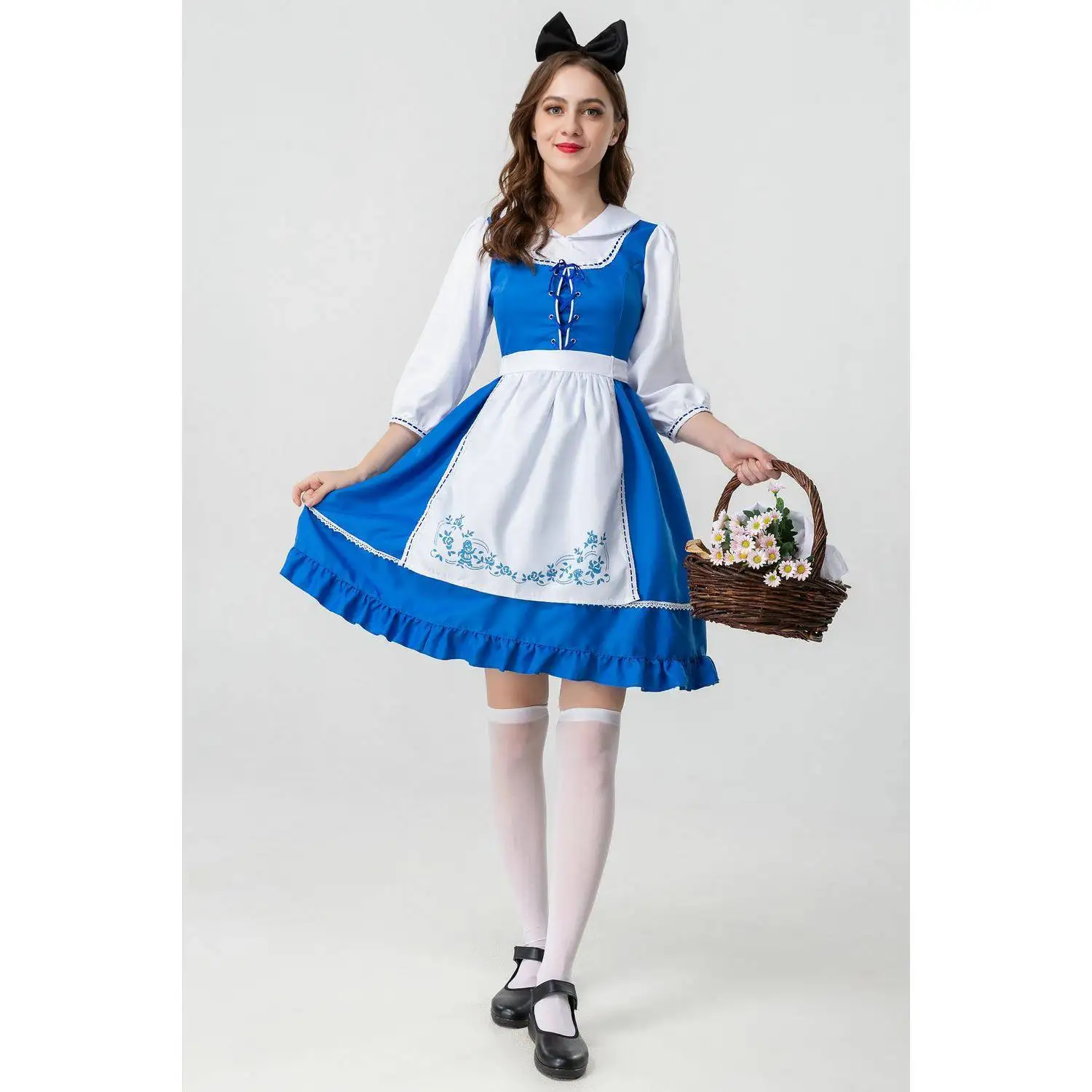 Blauer Aufdruck Alice im Wunderland Erwachsene Immobilienmädchen Dr. Fly Passendes Outfit Kindertag Halloween Kostüm Damen Faion