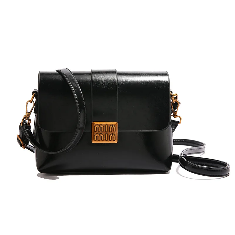 حقيبة دلو من الجلد المشمع مستوحاة من الطراز القديم، مقبض علوي وحزام على شكل سلسلة، حقيبة كتف واسعة للاستخدام اليومي، أزياء كورية