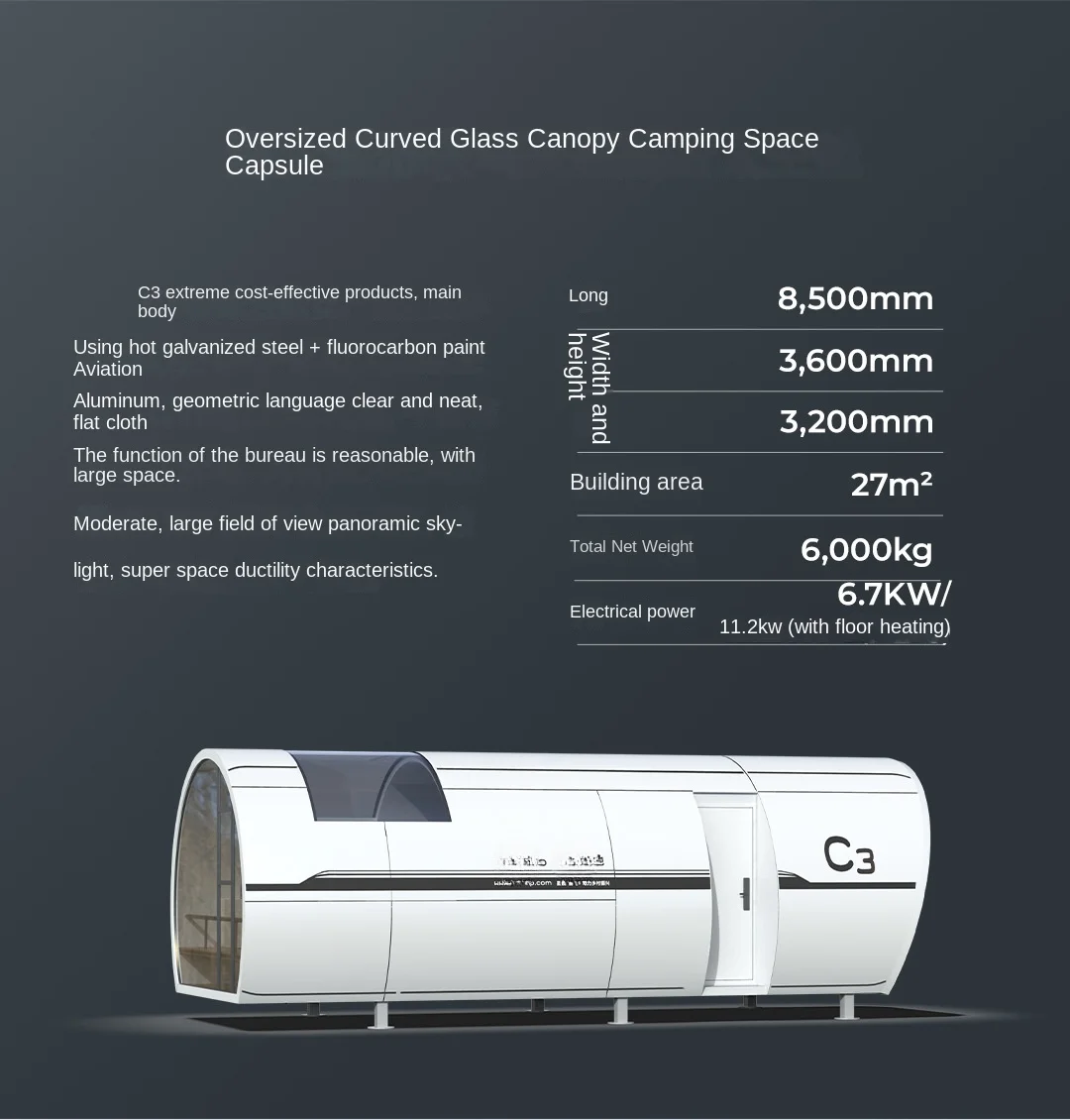 Camp Capsule House Glass Room B & B Outdoor Camping Viewing Room