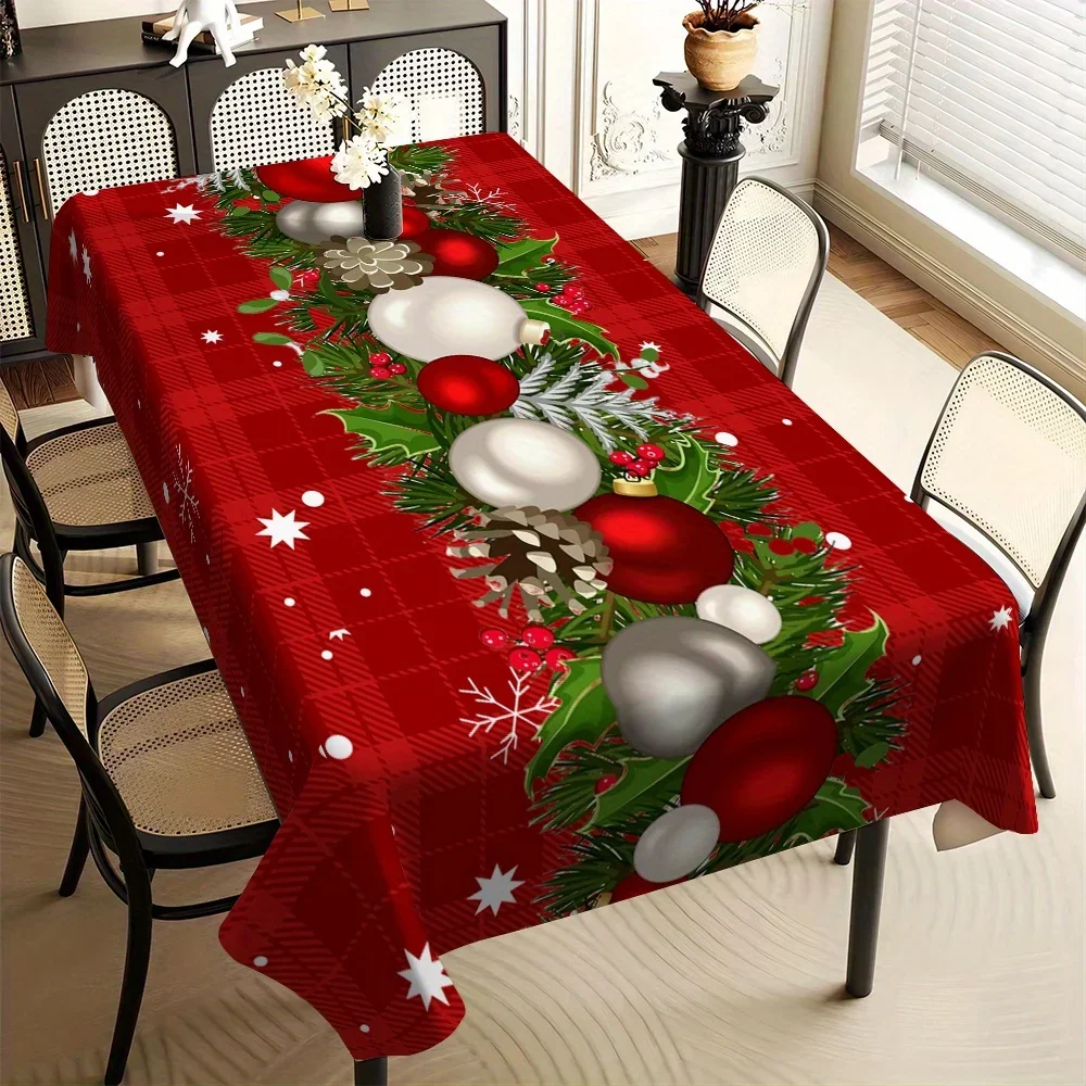 One Christmas-themed printed tablecloth, suitable for both indoor and outdoor decoration of country-style dining tableszyc