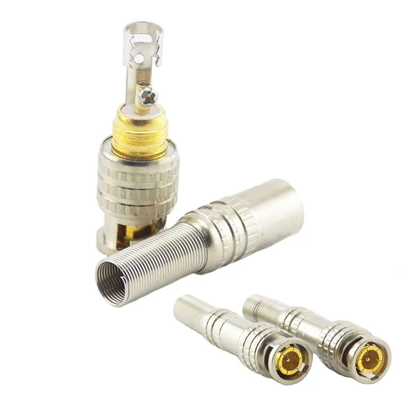 2/5/10pcs BNC Connector Solderless Jack Adapter Coaxial RG59 Twist-on Spring for Camera Surveillance CCTV Accessories B5