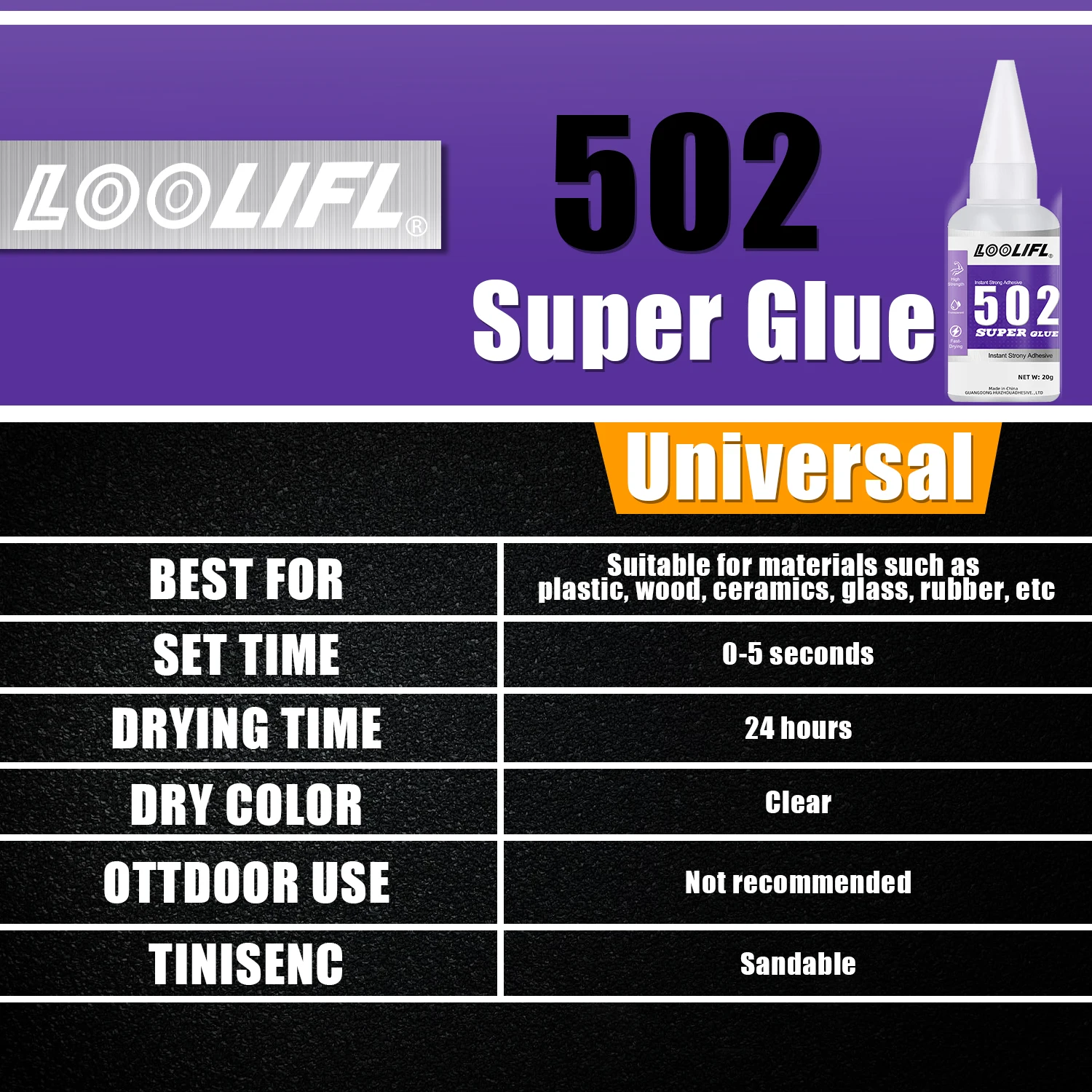 502 Super Glue Quick-drying Strong Cyanoacrylate Glue Is Used For DIY Handicraft Repair Of Metal, Wood, Plastic And Ceramics.20g view 6